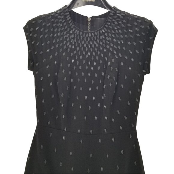 Alc Black Leather Embellished Cap Sleeve Cocktail Party Sheath Dress Size 12 - Picture 8 of 10